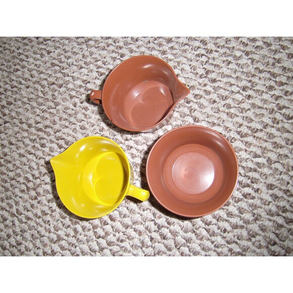 Allied Chemical Gold Yellow MELAMINE Creamer & Brown Creamer & Sugar Bow - Picture 4 of 7